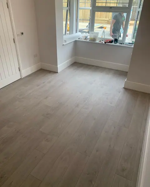 Floor laid...Normally floor before skirts but anything is possible.