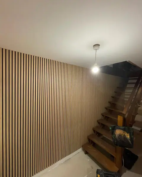 Worked 8-5:30 then 6-9! Some oak wall panelling done! Happy result!